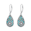 Natural Turquoise Earrings for Women Dangling 925 Sterling Silver Dangle Earrings Western Jewelry Christmas Gift for Sister Mother - style: H-Sunflower Earrings