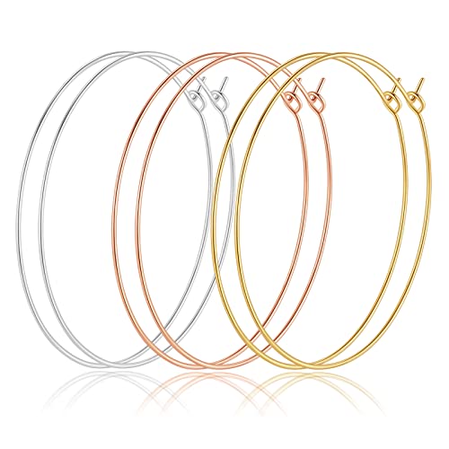 Multipack Dainty Large Thin Gold Hoop Earrings for Women Hypoallergenic Earrings Lightweight 30mm 50mm 60mm 70mm Gold/Silver/Rose Gold Hoop Earrings - style: 3 Pairs-60mm