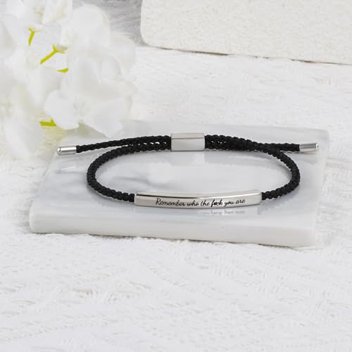 LINY Inspirational Gifts for Women Men, Dont Let The Hard Days Win Gifts, Motivational Inspirational Tube Bracelets Friendship Birthday Meaningful Gift for Friends Female - color: Remember Who...Black+Silver Style 2