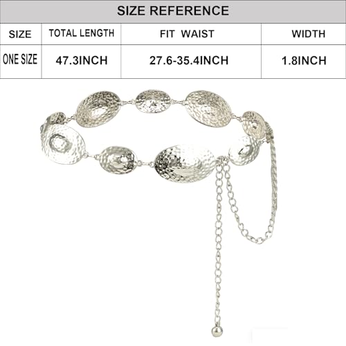 Luvatar Fashion Metal Waist Chain Belt Blouse Dress Sweater Chain Belt… - color: Silver-e6