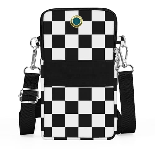BIAOTIE Lightweight Small Crossbody bags Cell Phone Purses Travel Pouch Shoulder Bag for Women - color: Black Checkered