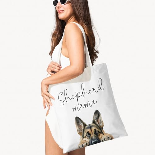Dog Mama Canvas Tote Bag for Women, Dogs Lover Gift for Dog Mom, Birthday Christmas Cute Rottweiler Gifts For Women. - color: Shepherd Mama (015)