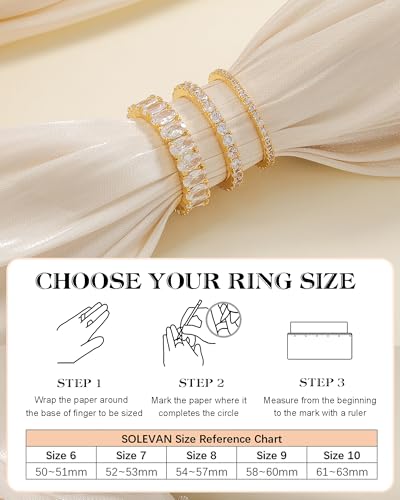 Silver Gold Rings for Women Non Tarnish 14K Gold Plated Stackable Rings for Women Stacking Thumb Pinky Eternity Cubic Zirconia Engagement Wedding Band Ring Set Woman Jewelry 1.5mm 2.5mm 5mm - color: D-Gold Cubic Zirconia Rings