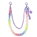 Y2k Heart Pendant Rainbow Acrylic Pants Trousers Chain for Women Chunky Colorful Resin Removable Love Charm Layered Rock Wallet Belt Pocket Waist Jeans Belly Chains Backpack Body Accessories - color: Purple