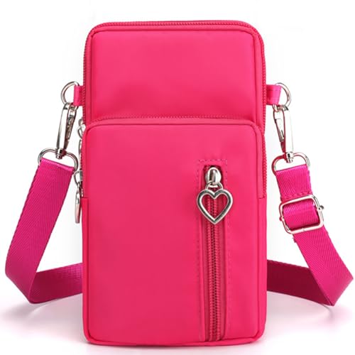 JANKS Small Crossbody Bag for Women - Mini Phone Purses with Crossbody Strap and Wallet - Nylon Arm Bag - color: A-rose