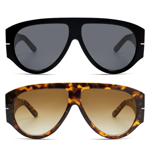 Oversized Retro Aviator Sunglasses Womens Mens 70s Classic Vintage Sun Glasses AR82227 - color: Deep Black+tortoise