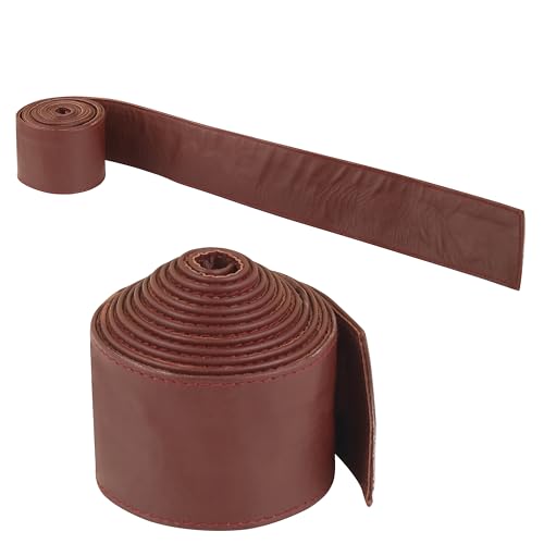Woman's Obi Sash Tie Plus Size Waist Band Wide Solid Color Genuine Leather Belt - color: Maroon