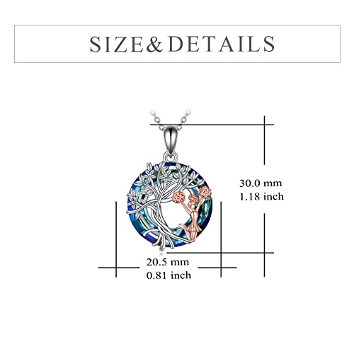 YFN Tree of Life Necklace Sterling Silver Crystal Jewelry Graduation Birthday Gifts for Women - color: Cheerleader