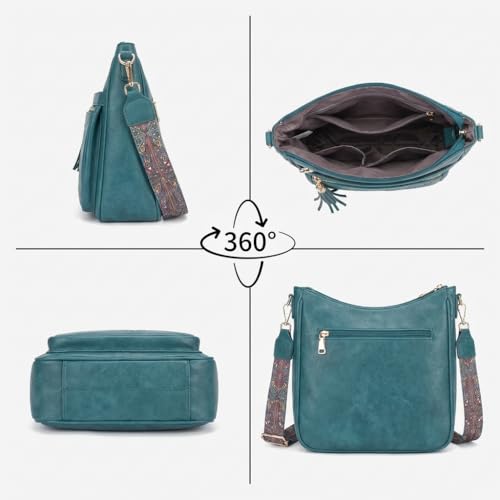 KITEVIUN Medium Crossbody Bags for Women Trendy, Women's Butterfly Shoulder Handbags with Tassel - color: 02-peacock Blue