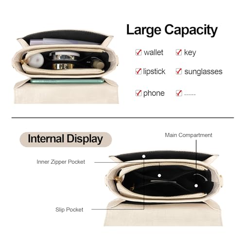 LL LOPPOP Women's Small Classy Crossbody Purse Top Handle Handbags Leather Satchel Bags for Women - color: A-beige(2035)