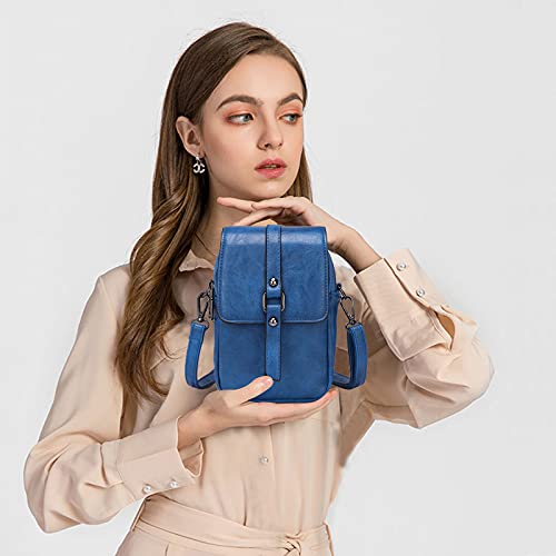 myfriday Vintage Crossbody Phone Bag for Women, Small PU Leather Shoulder Purse and Handbag - color: A-dark Blue