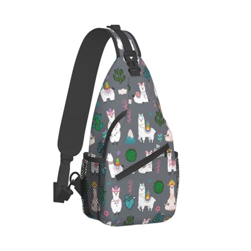 Sling Backpack For Men Hiking Daypack Crossbody Shoulder Bag Travel Chest Pack | Hiking - color: Cute Llama