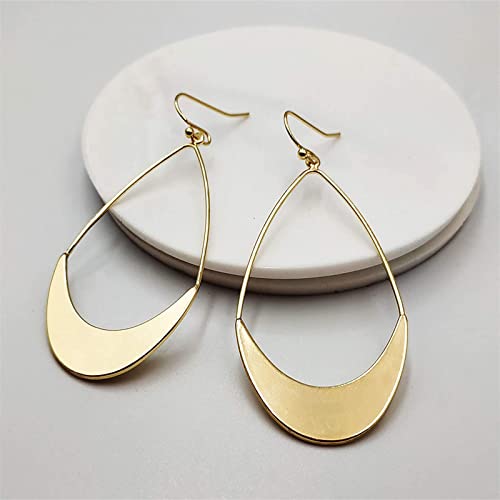 MALOYANVE Teardrop Earrings for Women Boho Fashion Large Gold Silver Waterdrop Simple Lightweight Hollow Metal Drop Dangle Statement Earrings Jewelry Gifts - color: Gold