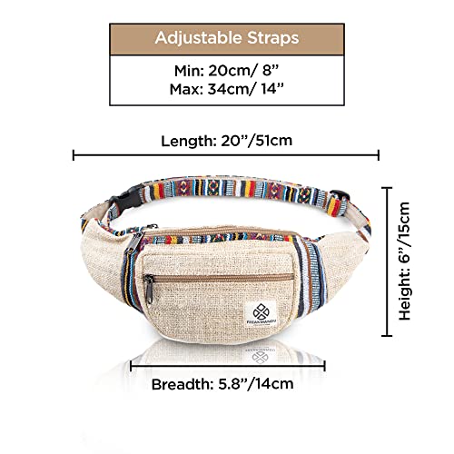 Freakmandu Eco-Friendly Boho Hippie Style Hemp Fanny Pack Hip Waist Bag for Hiking Running Jogging (Beatnik) - color: Beatnik