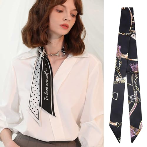 kcctoo 2/6/10Pack Scarf Bags for Women Handbag Scarfs Band Hair Neck Scarves Fashion Gifts - color: 6pc Scarf White