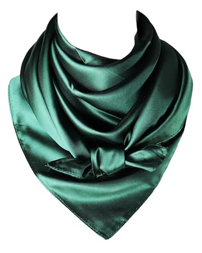 vabovin Satin Head Scarf for Women Solid Color, 35×35 in | Silk Feel Neckerchief, Hair Scarf, Fashion Bandana, Headscarf, Headband, Hair Wrap Sleeping, Daily Fashion Styling - color: 230 Moss Green