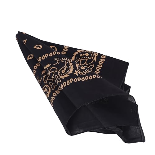 Motique Accessories 22 Inch Cotton Paisley Bandana - color: Black Gold