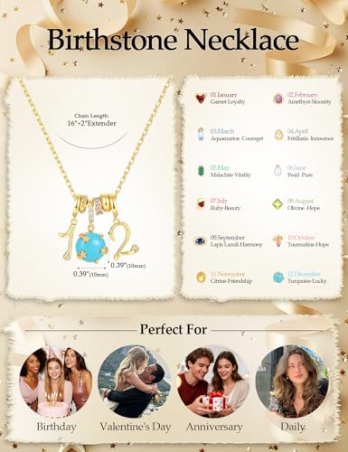 Freekiss Gold Pendant Necklace for Women, Dainty Diamond Necklaces for Women Simple 14K Gold Plated Paperclip Choker Necklaces Cute Minimalist Open Oval Necklaces Gold Jewelry for Women Gifts - color: Gold, style: Number 12 - Turquoise Starry Blue