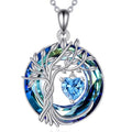 POPLYKE Mothers Day Gifts for Mom Her Wife Tree of Life Necklace 925 Sterling Silver Birthstone Pendant with Crystal Anniversary Birthday Wedding Jewelry for Women - color: 12-Dec-Blue Topaz, style: White Gold Plated-Blue Crystal