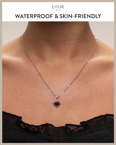 LUUK LIFESTYLE Minimalist necklace with rainbow pendant, HAPPINESS slogan card, symbol of diversity, waterproof stainless steel, gift for women, trendy, chic, silver - color: Silver, size: Polaris