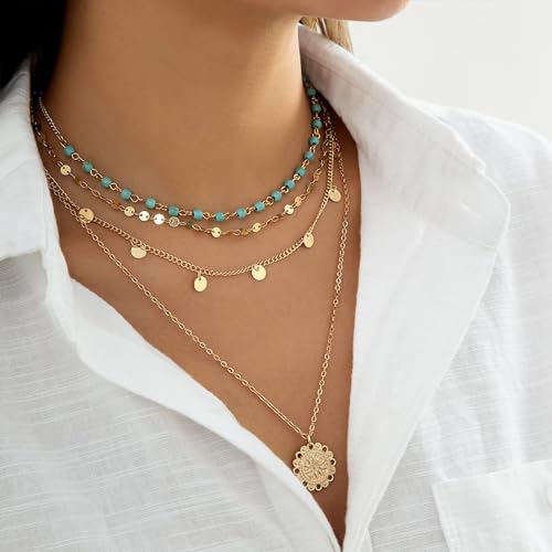 Shell Starfish Necklace for Women Pearl Beach Boho Layered Necklace Charm Accessories Summer Vacation Outfit 2026 - color: B1:layered beach necklace