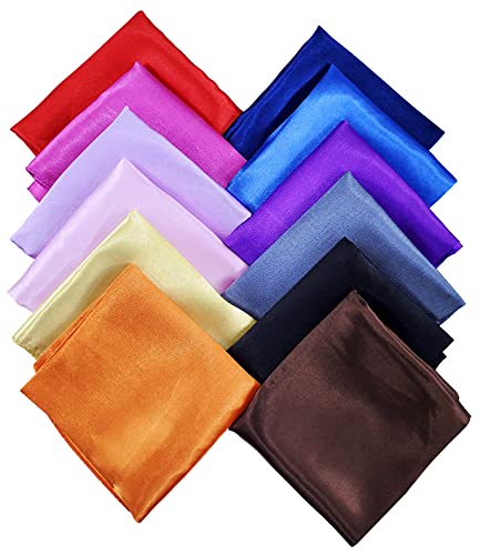 12 Set Mixed Designs Small Square Satin Womens Neck Head Scarf Scarves Bundle - color: Set B