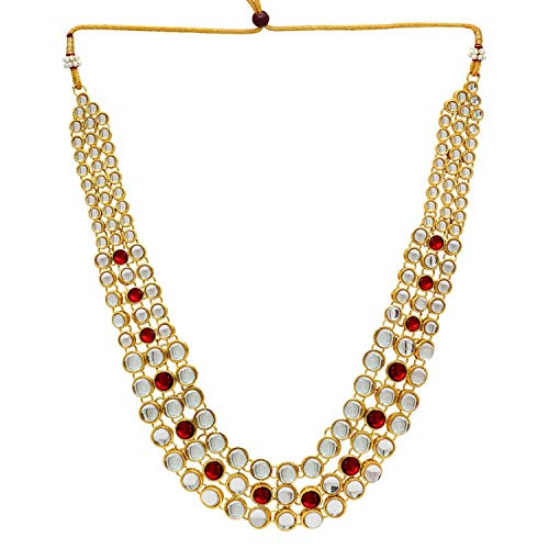 Aheli Indian Bollywood Style Wedding Faux Kundan Necklace with Earrings Set Ethnic Bharatanatyam jewellery set Gift for Women - color: Maroon & White