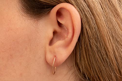Gold Hoop Earrings Silver Hoop Earrings - Hoop Earrings For Women Two Pcs Of Thin Gold Filled Sterling Silver Hoops, Helix Hoop, Tragus Ring, Cartilage Hoop - color: Gold, style: 14mm 22 gauge / 1 pair