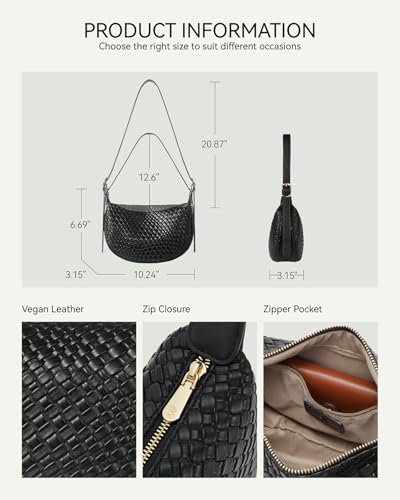 BOSTANTEN Purses for Women Crescent Crossbody Bag Vegan Leather Shoulder Hobo Handbag Adjustable Strap - color: Small Black