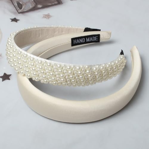 Cuizhiyu 5PK White Pearl Headbands for Women Girls Cute Pearl dainty Headbands Bling Faux Pearls Hairbands Wedding Hair Accessories hair hoop headband - color: Color A