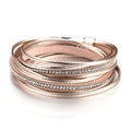 Fesciory Leather Wrap Bracelets for Women, Boho Leopard Multi-Layer Crystal Beads Cuff Bracelet Jewelry - color: B23:Champagne Rhinestone(Double Wrap)