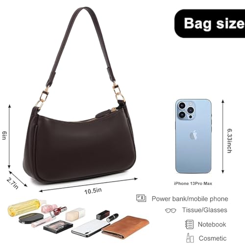 Shoulder Bag for women Crossbody Bags Retro Classic Small Hobo Purse Clutch Tote Handbags with Zipper Closure - color: Coffee Color