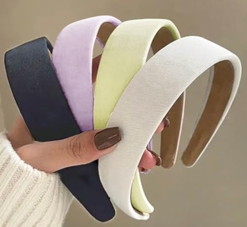 Huachi Headbands for Women Non Slip Trendy Headbands for Women’s Hair 1 inch Wide Cute Headband for Girls - color: Light purple, light yellow, light gray, dark gray