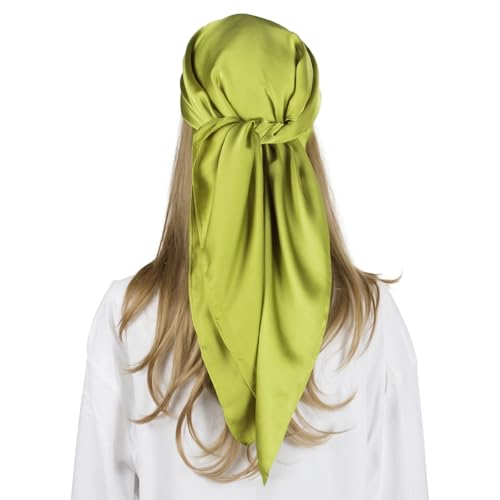 RIIQIICHY 35 Inch Head Scarf for Women Hair Scarf Like Silk Scarf Square Scarf Bandanas for Women - color: Green