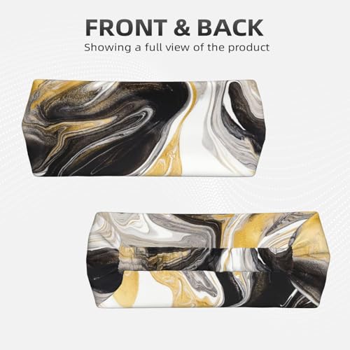 Black and Gold Swirl Liquid Ink Marble Workout Headbands Fashion Sports Sweatbands Yoga Hairbands for Fitness Athletic Non Slip Wicking Headscarf for Men Womens Girls Summer Accessories Elastic Bands - color: Black And Gold Swirl Liquid Ink Marble