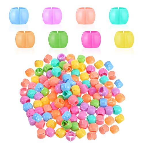 Candy Hair Beads, 100 Pcs Rainbow Mini Hair Claw Clips Plastic Tiny Hair Clips for Braids Cute Colorful Beads Clip Decorative Hair Accessories for Women Girls (Macaron Color) - color: Macaron Colors