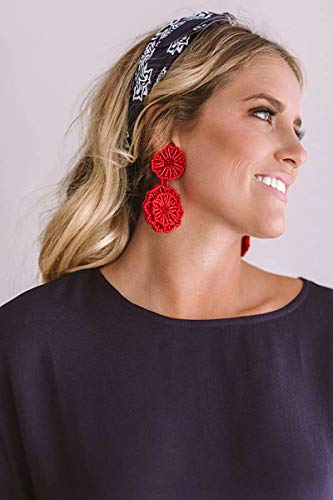 Statement Beaded Drop Earrings for Women Layered Bead Dangle Earrings - color: White
