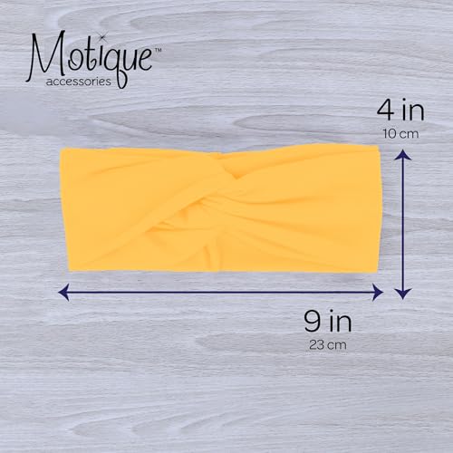 Motique Accessories Solid Twist Turband Headwrap Hair Band for Women (Yellow) - color: Yellow
