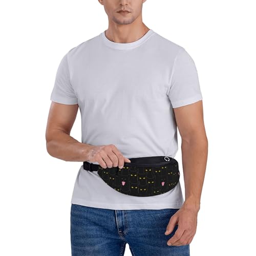 cute black cat funny halloween Fashion casual fanny pack waist bag men women adjustable belt waist bag for travel hiking cycling running festival carnival - color: Black31