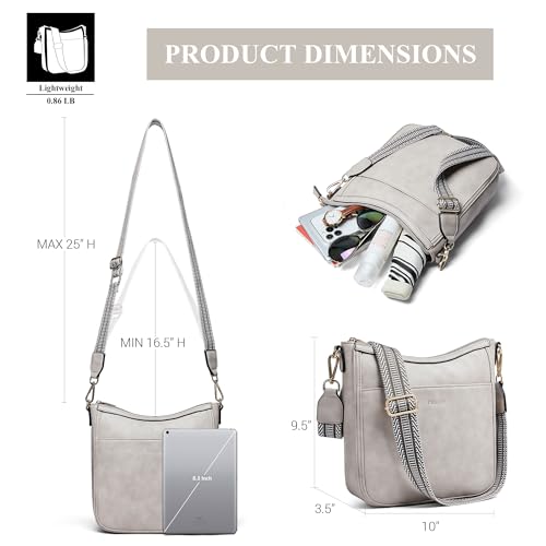 Crossbody Bags for Women Crossbody Purse for Women Vegan Leather Hobo Purses Shoulder Handbags for Daily Travel Work - color: 2-1 Grey
