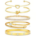 18 K Gold Plated Love Bangle Bracelet Stack Cuff Jewelry for Women Jewelry Set for Women Gift with Box - style: style29