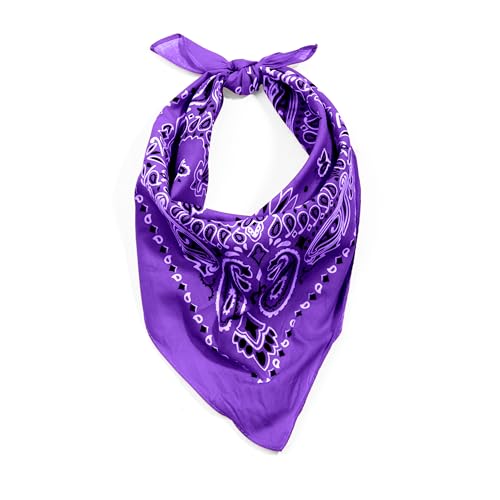 Rothco Trainmen Paisley Bandana 27” x 27” Extra‑Large 100% Cotton Head Wrap Scarf Multi‑Use - color: Purple