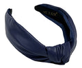 Navy Blue Headbands for Women Year-round Wearable All Day, Trendy Head bands Adult Women's Hair Leather Knotted Headband for Women is a Top Knot Womens Head band Fashion Designer Girl - color: Navy
