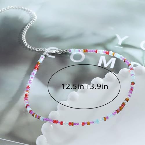 Tgirls Boho Choker Necklace Chain Rice Beaded Necklaces Seed Bead Necklace Accessory for Women - color: colorful 3