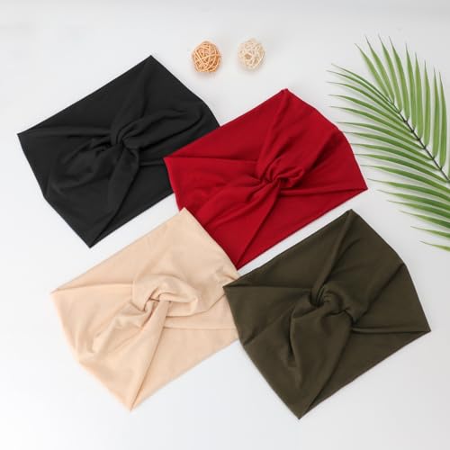 DRESHOW 6 Pack Extra Wide Headbands for Women Large Turban Headband Boho Head Wrap Elastic Hairbands Hair Twisted Knot Hair Accessories - color: 6 Pack: Dark Plus Bright