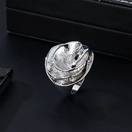 Mytys Cocktail Rings for Women Fashion 18K Gold Plated & Silver Flower Statement Ring Wedding Engagement Party Jewelry Gift - color: Silver