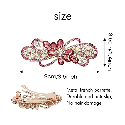 inSowni 4 Pack Luxury Glitter Sparkly Jeweled Gems Crystal Rhinestone Flower Metal French Barrettes Snap Alligator Hair Clips Headpieces Accessories for Women Girls - color: 4pcs Set E