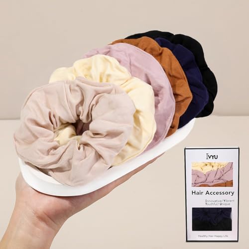 6 Pack Hair Scrunchies for Women - Hair Ties No Damage Both for Thick Hair or Thin Hair Curl Hair No Crease Scrunchies Ponytail Holder No Hurt Your Hair - color: Light Blue
