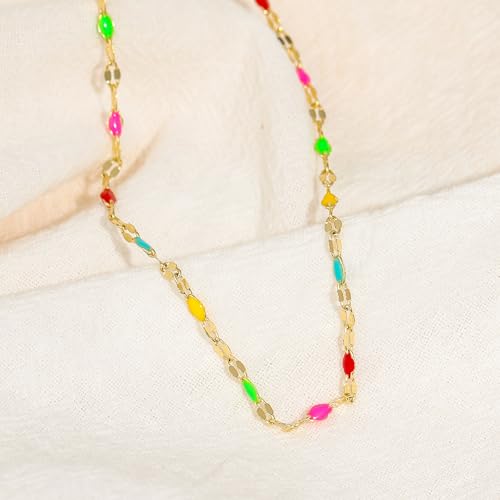 Gold Necklaces for Women Trendy, 14K Gold Plated Dainty Lip Chain Simple Choker Hypoallergenic Waterproof Boho Necklace Fashion Accessories Women Jewelry for Her - color: black