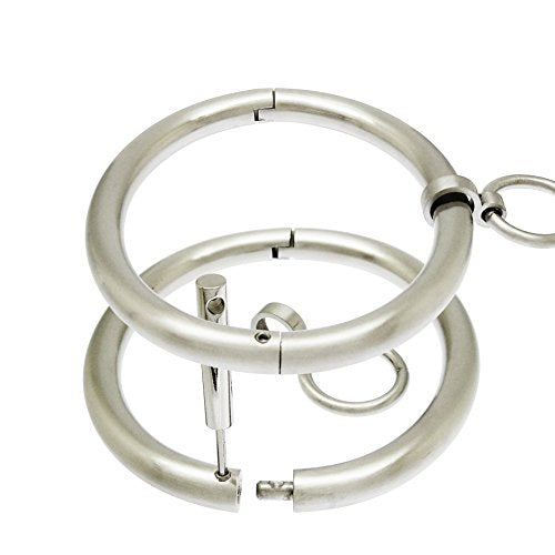 Stainless steel lockable cuff bracelets with removable O ring - color: Brushed Silver, size: 60MM X 50MM